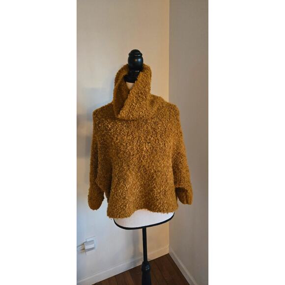 Forever 21 mustard yellow cowl neck cropped teddy sweater - Picture 1 of 7